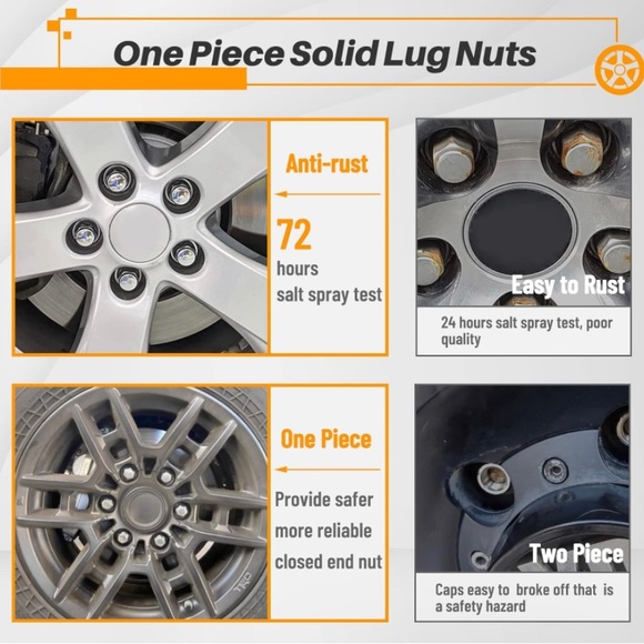 Brand New - MIKKUPPA M12x1.5 Lug Nuts Set of 24pcs Hex 13/16'' (21mm) Chrome - Picture 14 of 16